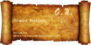 Ormós Mátyás névjegykártya